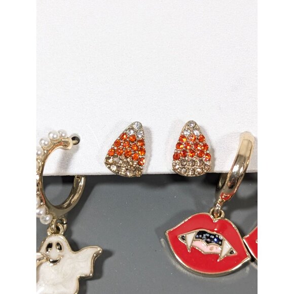 SUGARFIX by BaubleBar Halloween Earrings Set of 3 Candy Corn Ghost Vamp - Picture 3 of 6